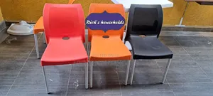 Restaurant,Red,Orange and Black Armless Plastic Chairs