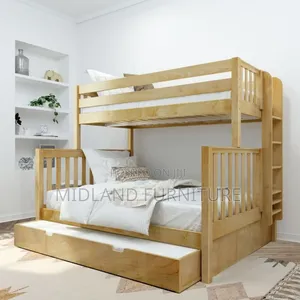 Mahogany Deck,Er/ Hardwood Tripple Bunk Bed With Pullout Bed