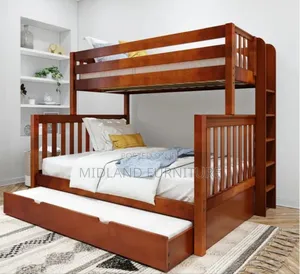 Mahogany Deck,Er/ Hardwood Tripple Bunk Bed With Pullout Bed