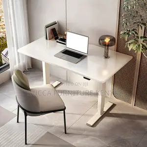 Office Tables:120cm Rectangular White Office Desk-Electric