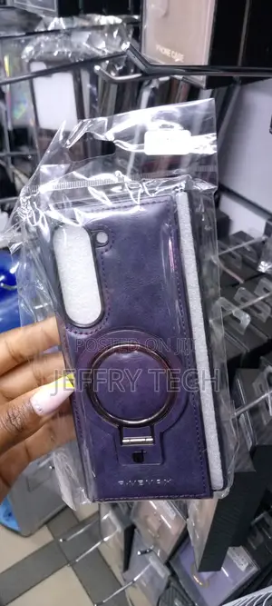 Z Fold 6 Pu Leather Case With 360° Magnetic Stand-Purple