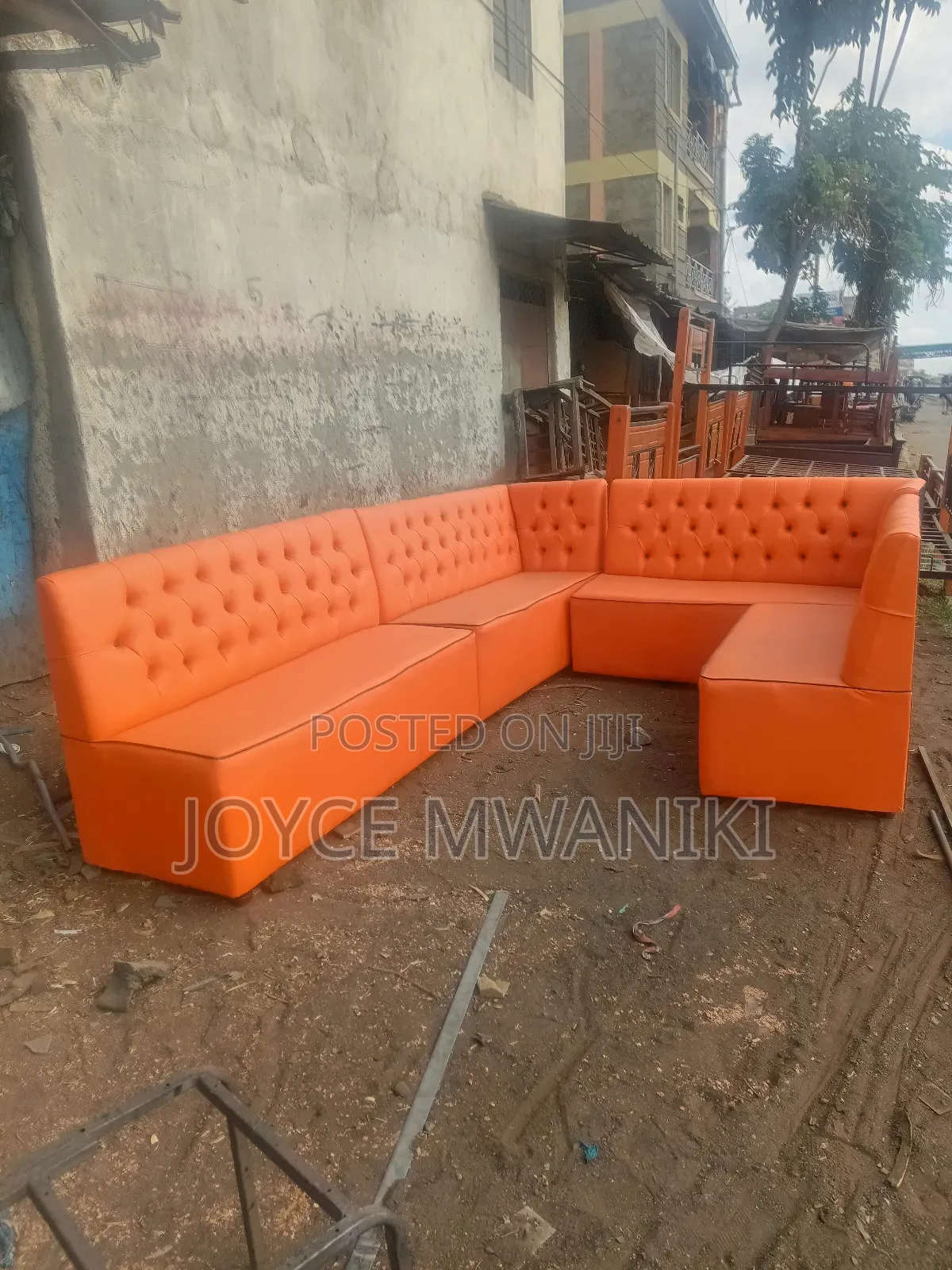 U Shape Restaurant Couch, Orange Colour 