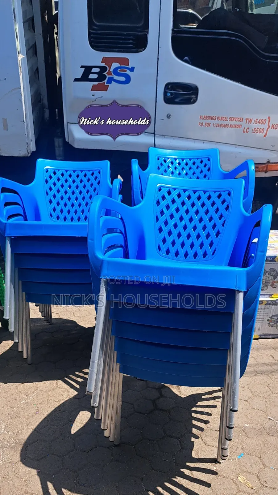 Plastic Chair Blue Armrest Plastic Chair