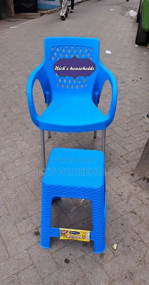 Plastic Stool and Plastic Chair With Metal Tubing Leg