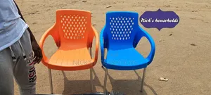 1pc Blue Plastic Chair 1pc Orange Plastic Chair at Each