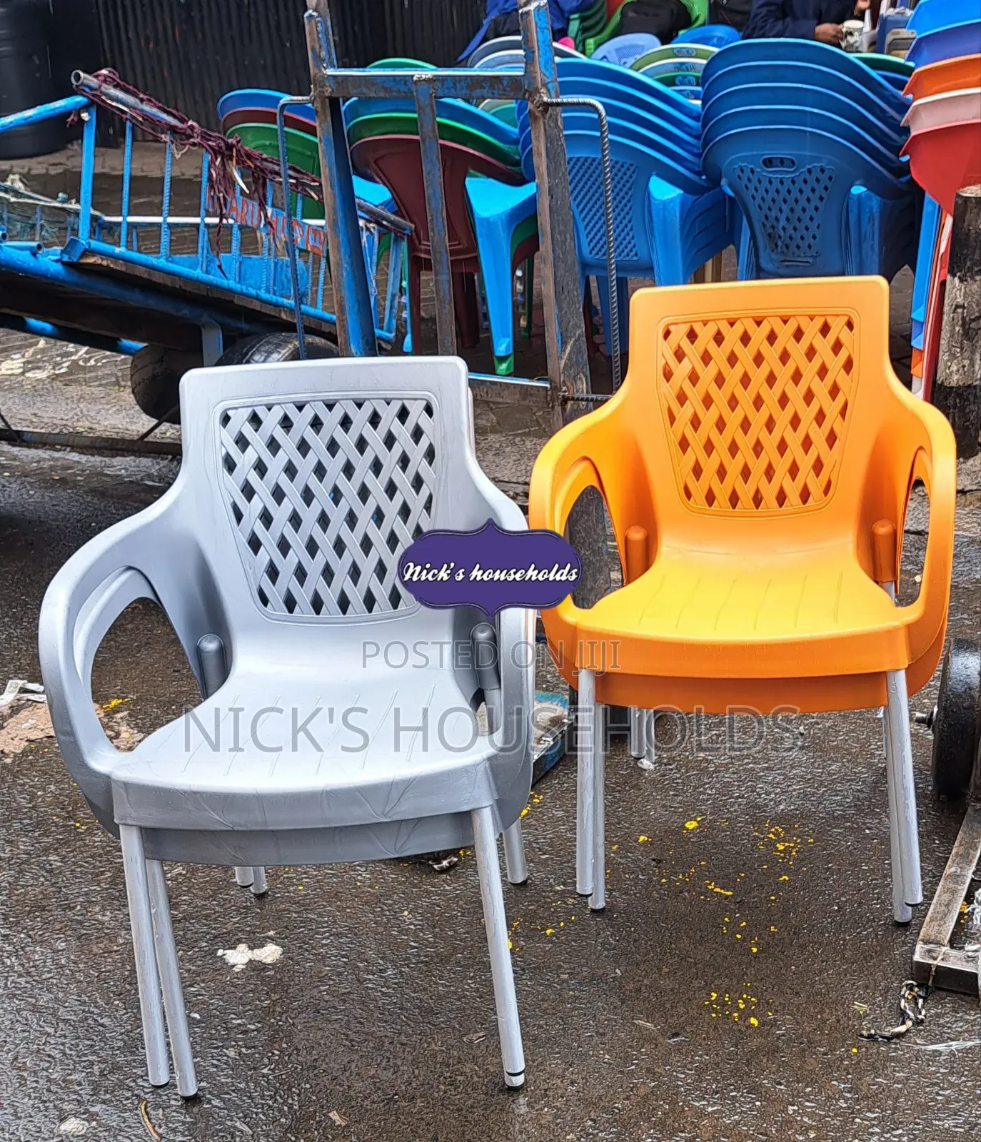 (Gray and Orange) Complast Brand Plastic Chairs