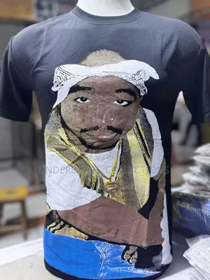 2 Pac Black Decorated Short Sleeved Men's T-Shirts