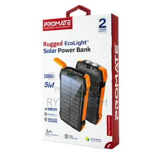Promate 20000mah Solar Power Bank With 20w Power Delivery