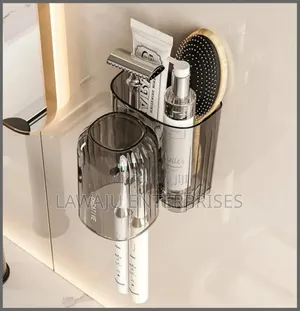 Acrylic Wall Mounted Toothbrush Holder With Storage