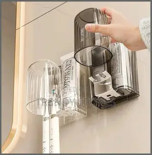 Acrylic Wall Mounted Toothbrush Holder With Storage