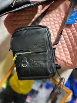 Black Leather Unisex _--Shoulder- Bags With Strap at 1200 Kes