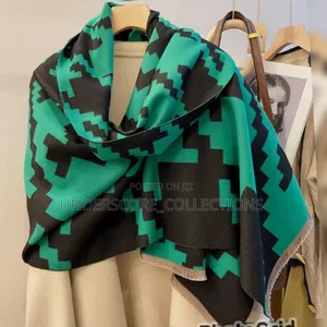 Green and Black Print Unisex Scarves