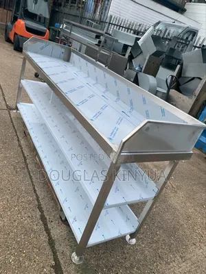 Office Stainless Steel Working Table With Shelf.