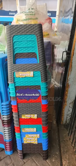Colorful Plastic Stools With Bamboo Pattern