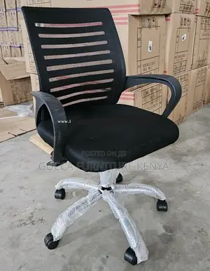 Office Chairs: Black Mid Back Strong Mesh Fixed Arm Chair