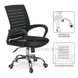 Office Chairs: Black Mid Back Strong Mesh Fixed Arm Chair