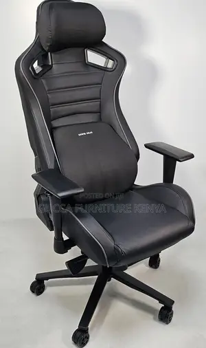 Office Chairs:Reclining Black Leather Executive Gaming Chair
