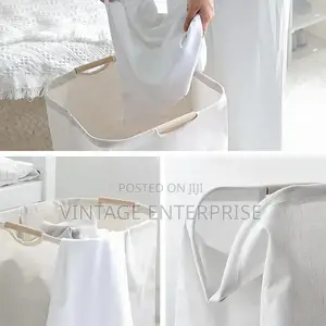 Large Capacity Laundry Harmpers With Bamboo Handles