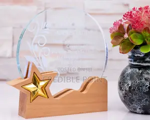 Circular Award With an Wooden Base