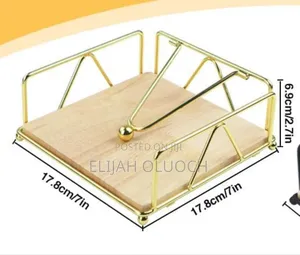Heavy Steel Gold Bamboo Base Serviette Holder