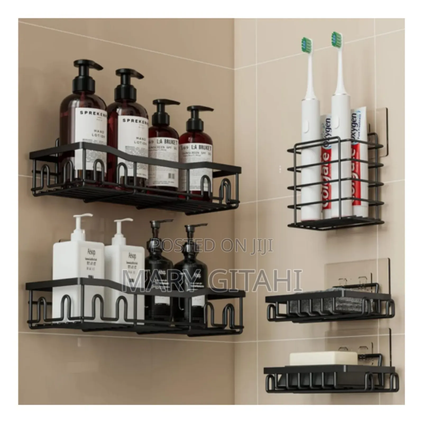 5pcs Set Rectangular Shower Caddy Shelf/Bathroom Organizer