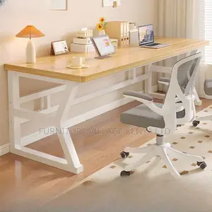 Rectangle Home Office Desk With White Metal Base