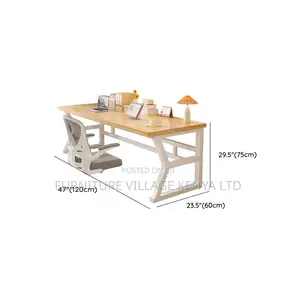 Rectangle Home Office Desk With White Metal Base