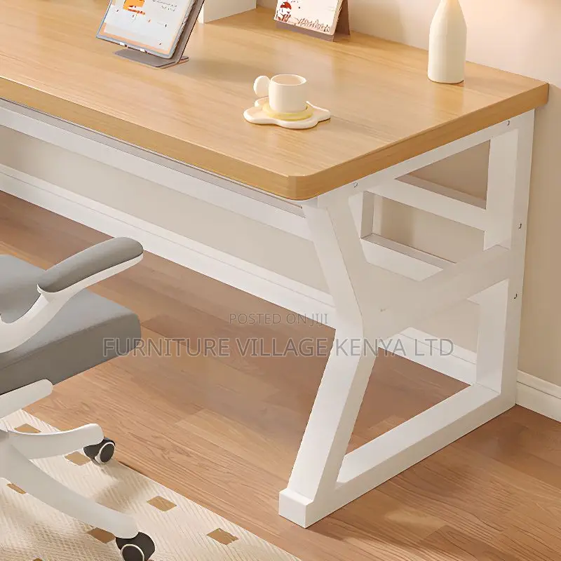 Rectangle Home Office Desk With White Metal Base