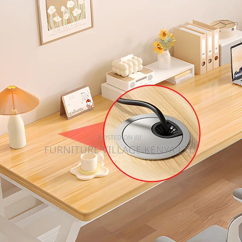 Rectangle Home Office Desk With White Metal Base