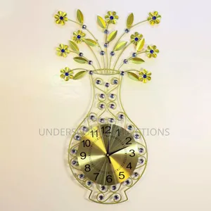 Decorative Wall Clock With a Vase Design