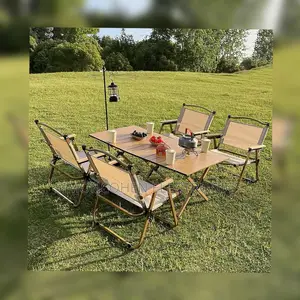 Foldable Camping Picnic Table With 4 Chairs and Storage Box