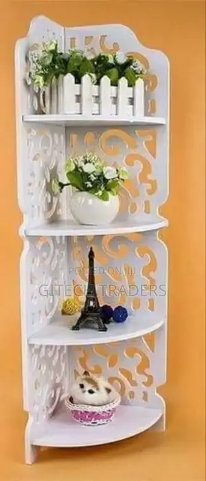 4 Layer Corner Shelf Organizer Mow Available in White Wooden
