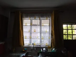 Yellow Kitchen Curtain and Sheer With Yellow Prints