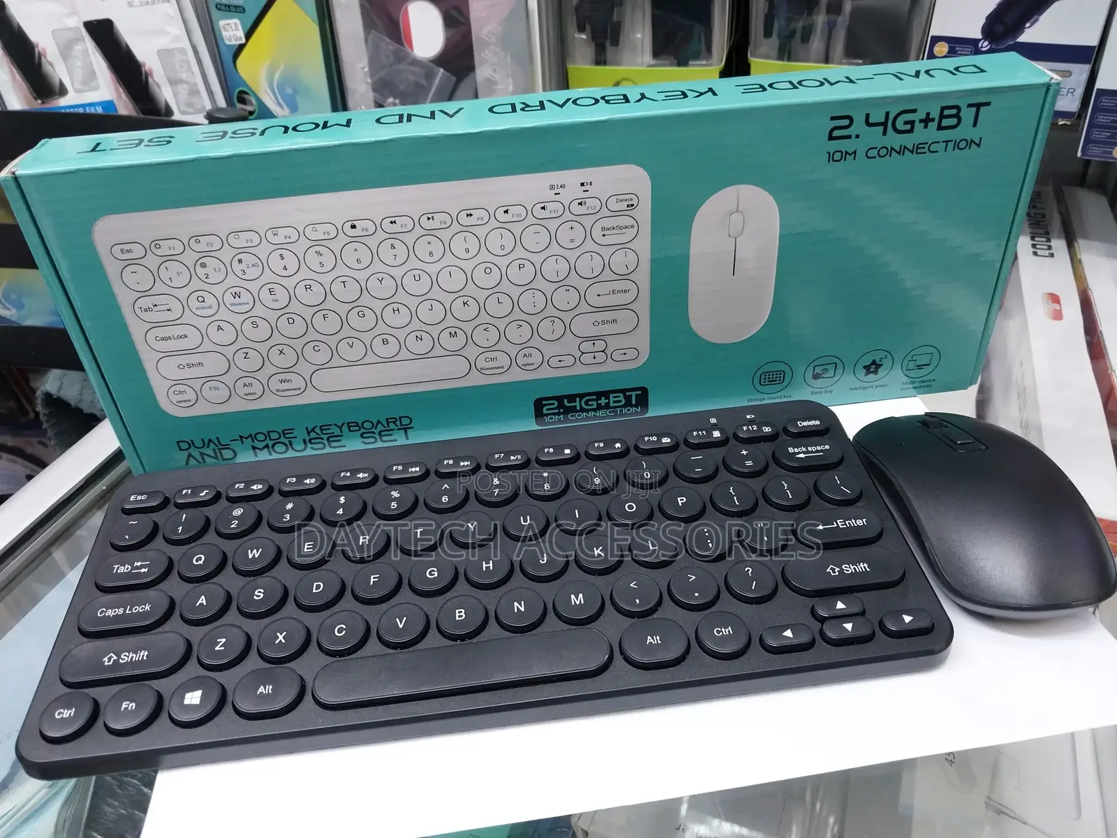 Retro Round Keycaps Wireless Keyboard and Mouse Combo Set