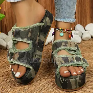 Denim Wedge Sandals