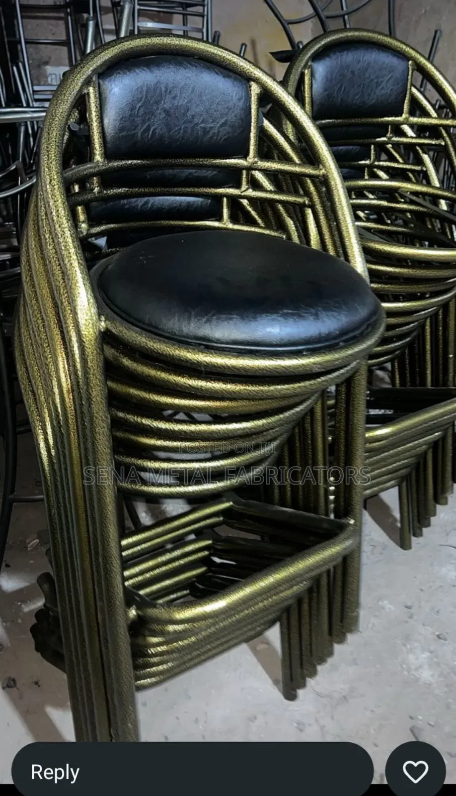 Rusty Gold High Bar Stools or Counter Chairs.
