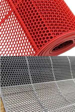 White and Blue Perforated PVC Antislip Bathroom Mats