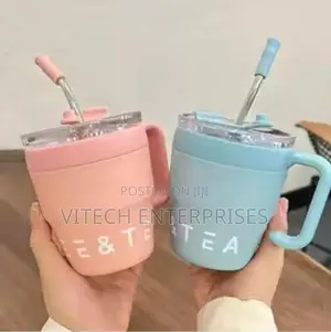Coffee Tea Straw Mug Thermocup With 2 Outlet 480ml