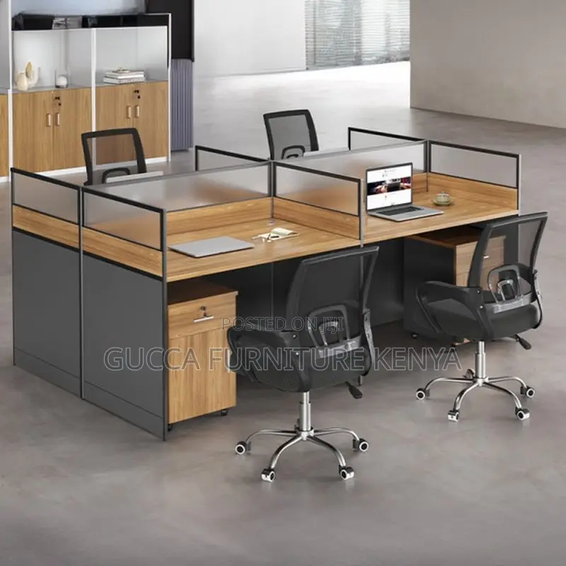 Workstations: Rectangular Wood Office Workstation 4-Way