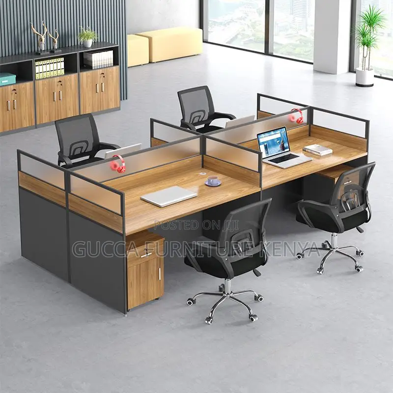 Workstations: Rectangular Wood Office Workstation 4-Way