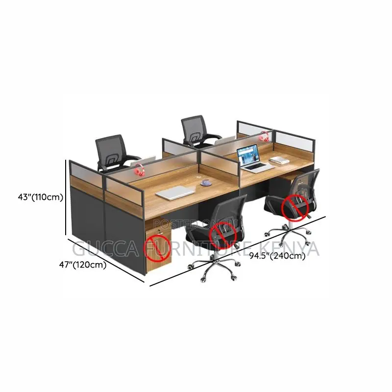 Workstations: Rectangular Wood Office Workstation 4-Way