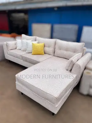 Beautiful Classy 6 Seater Beige L Sofa
