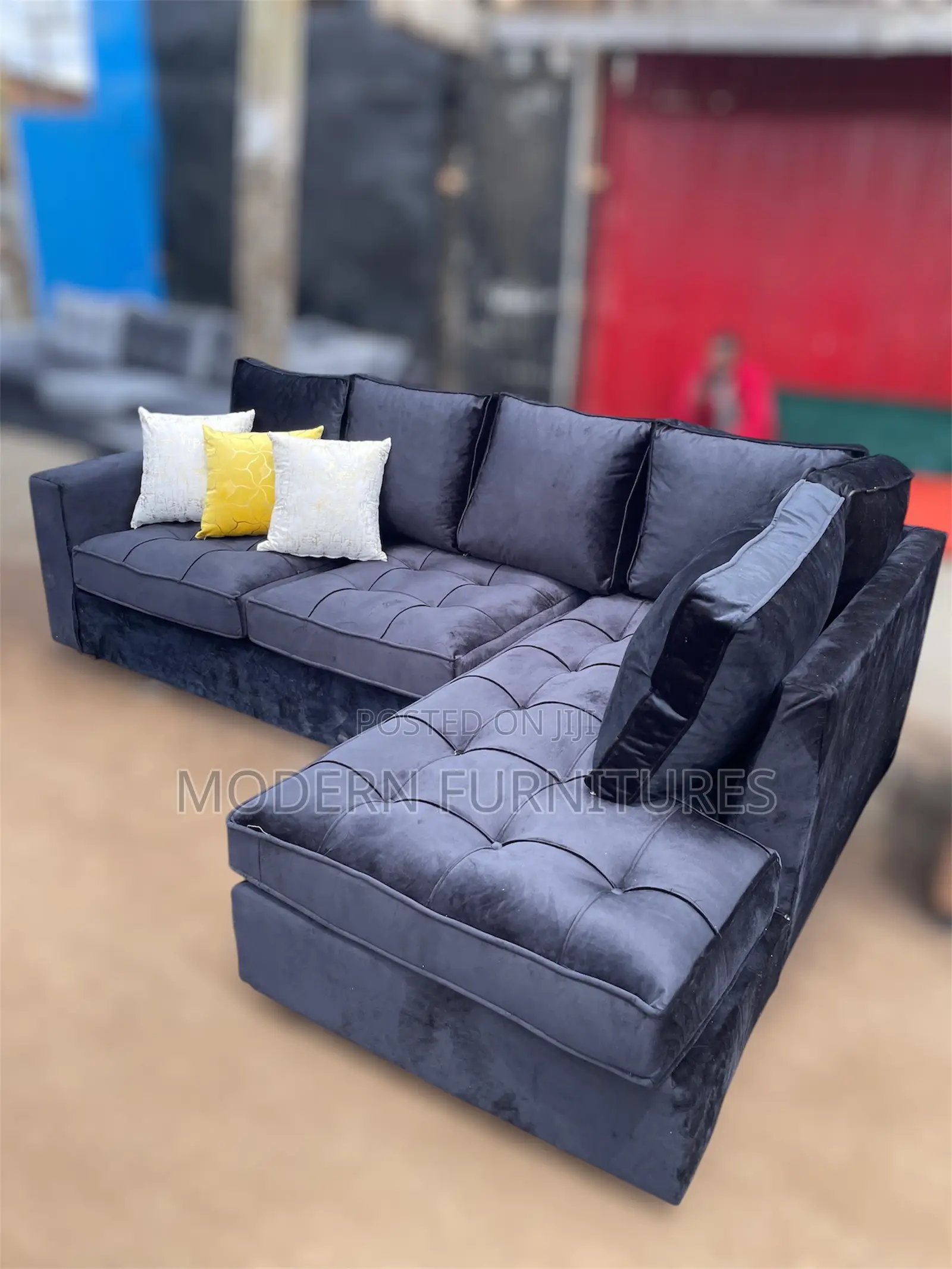 Good Looking Black L Sofa