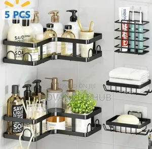 5pcs Set Trisngular Shower Caddy Shelf Multipurpose