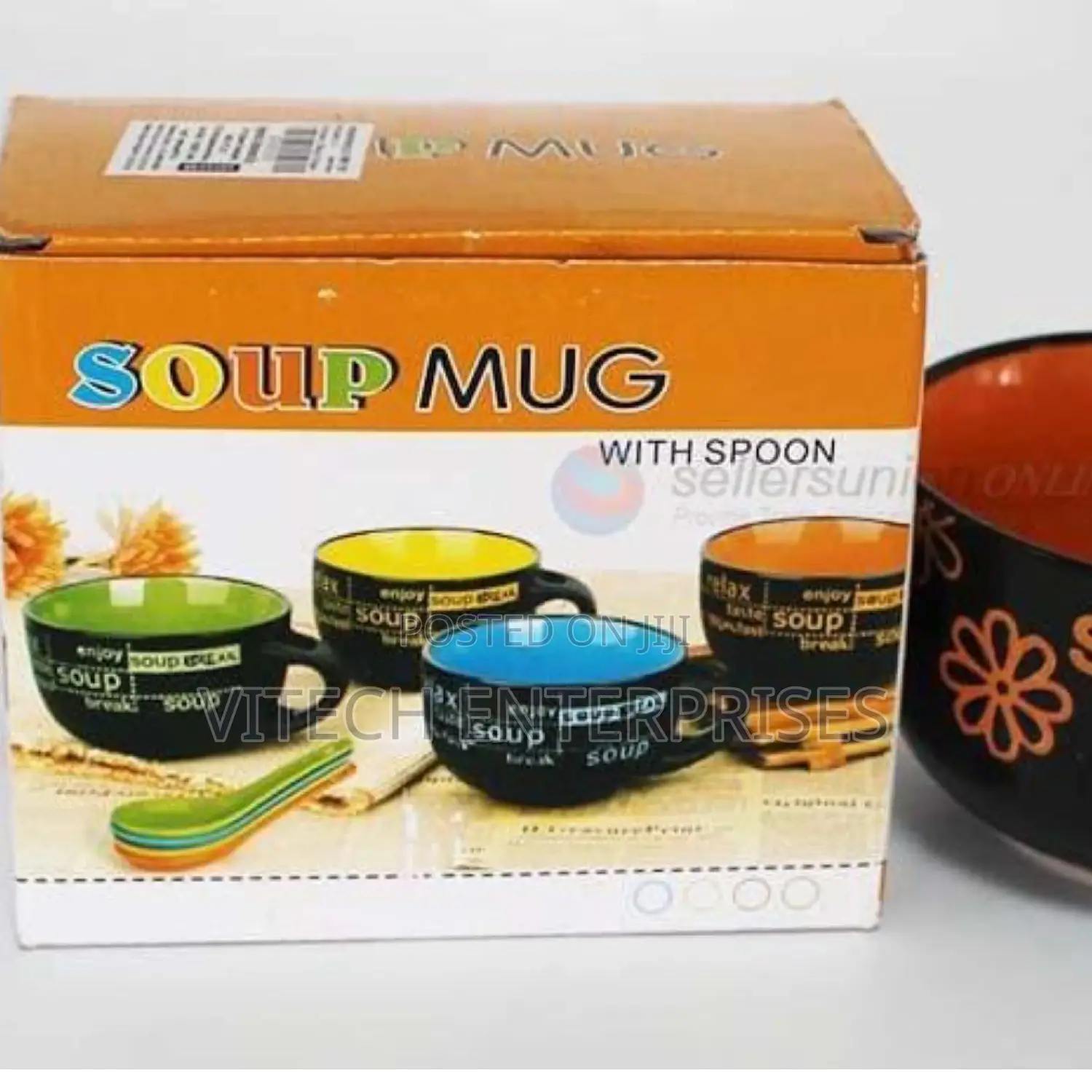 Single Set in Box Ceramic Soup Bowl + Ceramic Spoon