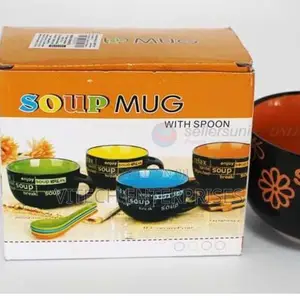 Single Set in Box Ceramic Soup Bowl + Ceramic Spoon