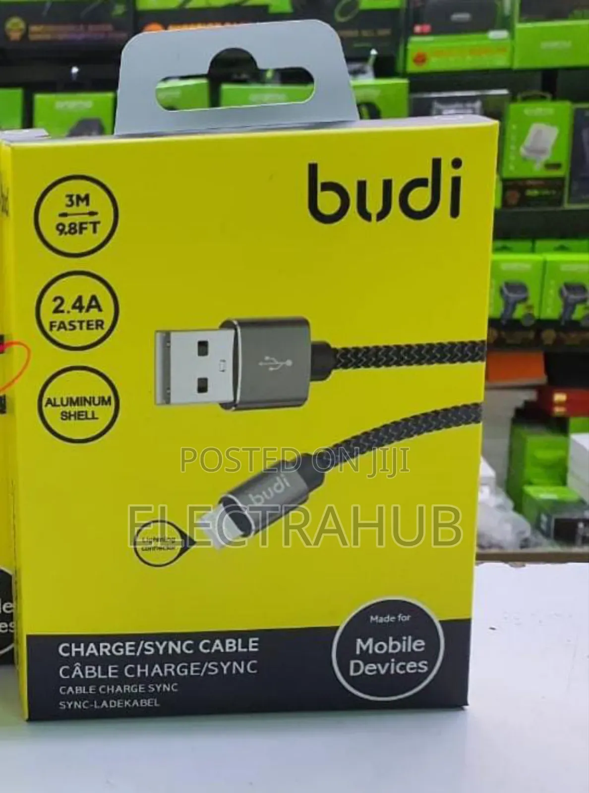 Budi Lightning/iPhone *3m* Aluminium Shell Usb Cable New