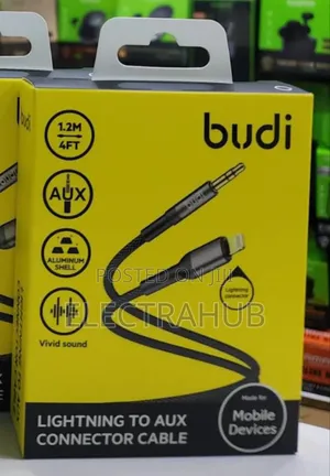 Budi Lightning to Aux Connector 1.2m Cable New Sealed