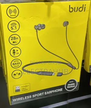 Budi 28hrs Wireless Sport Earphone With Usb C Adapters