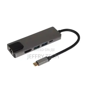 5in1 Usb Type-C Hdmi Hub to Gigabit Ethernet Rj45 Lan Ada